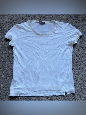 $730 Loro Piana White Sheer Knit T-Shirt size Medium